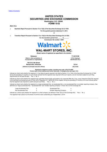 Miniature Walmart 10-Q Rapport trimestriel 2015 