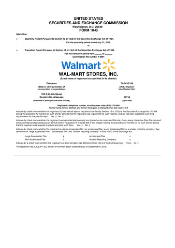 Miniature Walmart 10-Q Rapport trimestriel 2016 