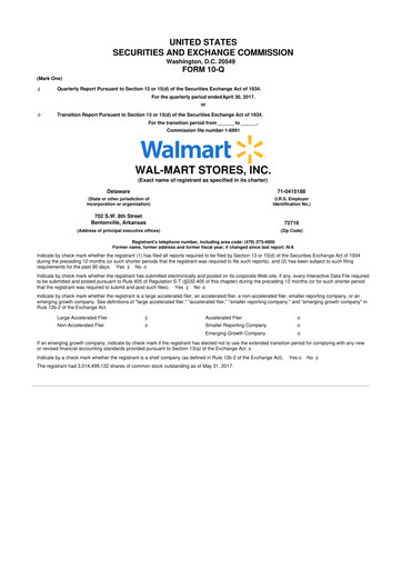 Miniature Walmart 10-Q Rapport trimestriel 2018 