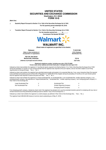 Miniature Walmart 10-Q Rapport trimestriel 2019 
