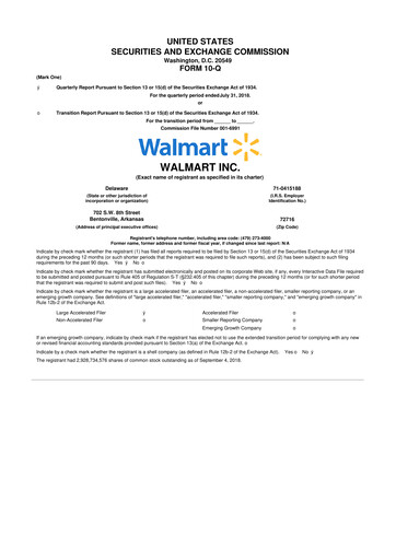 Miniature Walmart 10-Q Rapport trimestriel 2019 