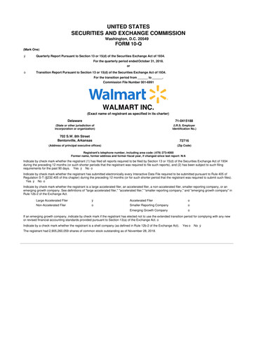 Miniature Walmart 10-Q Rapport trimestriel 2019 