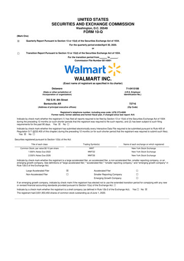 Miniature Walmart 10-Q Rapport trimestriel 2021 