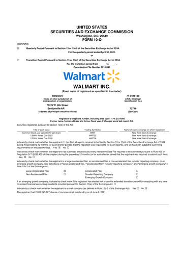 Miniature Walmart 10-Q Rapport trimestriel 2022 