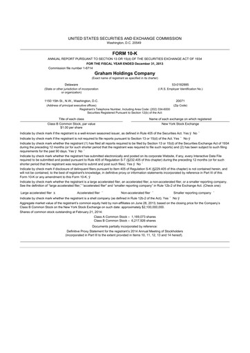 Thumbnail Graham Holdings 10-K Annual Report 2013