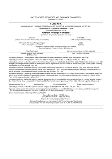 Thumbnail Graham Holdings 10-K Annual Report 2016