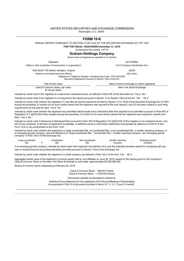 Thumbnail Graham Holdings 10-K Annual Report 2018