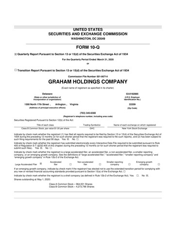 Thumbnail Graham Holdings 10-Q Quarterly Report FY2020 
