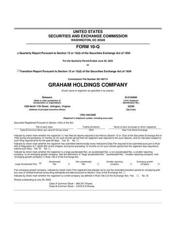 Thumbnail Graham Holdings 10-Q Quarterly Report FY2022 