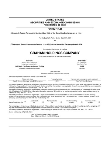 Thumbnail Graham Holdings 10-Q Quarterly Report FY2024 