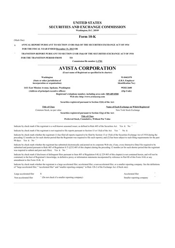 Thumbnail Avista
 10-K Annual Report 2013