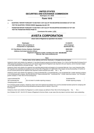 Thumbnail Avista
 10-Q Quarterly Report FY2017 