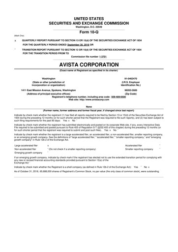 Thumbnail Avista
 10-Q Quarterly Report FY2018 