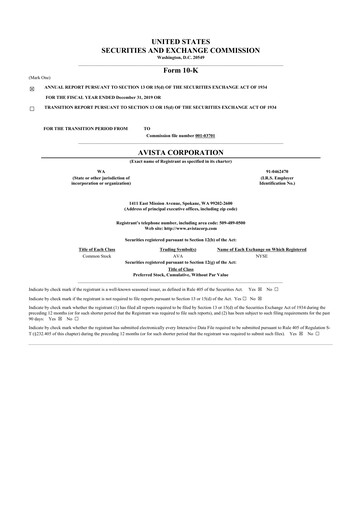 Thumbnail Avista
 10-K Annual Report 2019