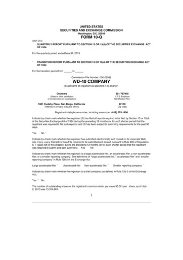 Thumbnail WD-40 Company
 10-Q Quarterly Report FY2013 