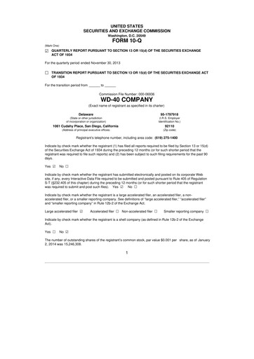 Thumbnail WD-40 Company
 10-Q Quarterly Report FY2014 