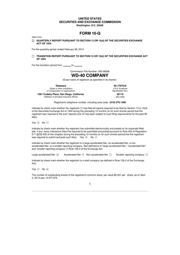 Thumbnail WD-40 Company
 10-Q Quarterly Report FY2014 
