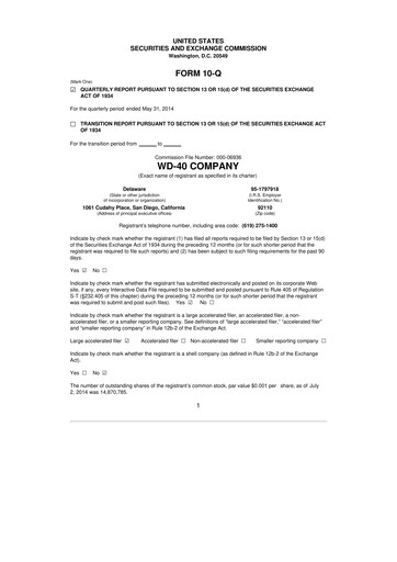 Thumbnail WD-40 Company
 10-Q Quarterly Report FY2014 