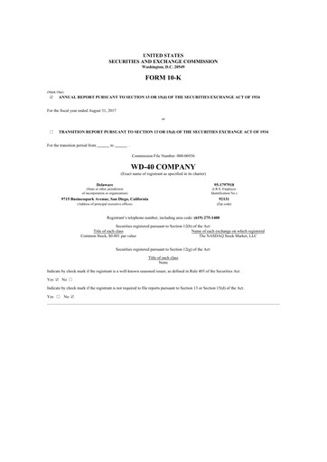 Thumbnail WD-40 Company
 10-K Annual Report 2017