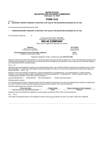 Thumbnail WD-40 Company
 10-Q Quarterly Report FY2020 