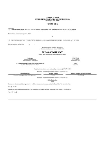 Thumbnail WD-40 Company
 10-K Annual Report 2020