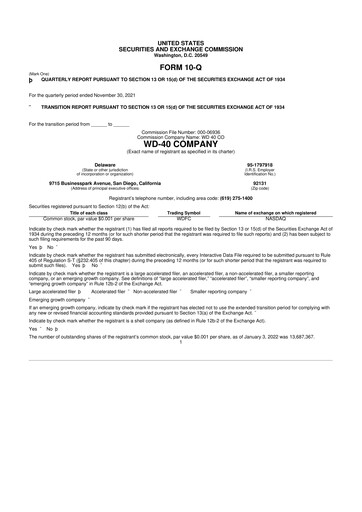 Thumbnail WD-40 Company
 10-Q Quarterly Report FY2022 