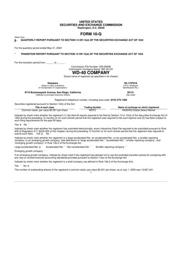 Thumbnail WD-40 Company
 10-Q Quarterly Report FY2022 
