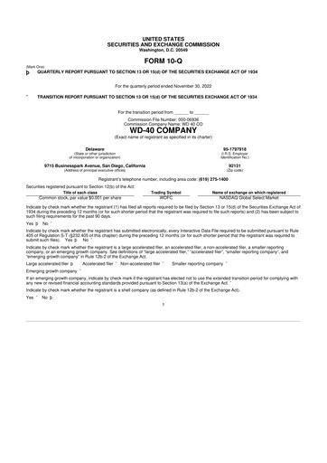 Thumbnail WD-40 Company
 10-Q Quarterly Report FY2023 
