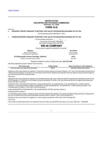 Thumbnail WD-40 Company
 10-Q Quarterly Report FY2023 