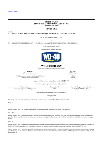 Thumbnail WD-40 Company
 10-K Annual Report 2025