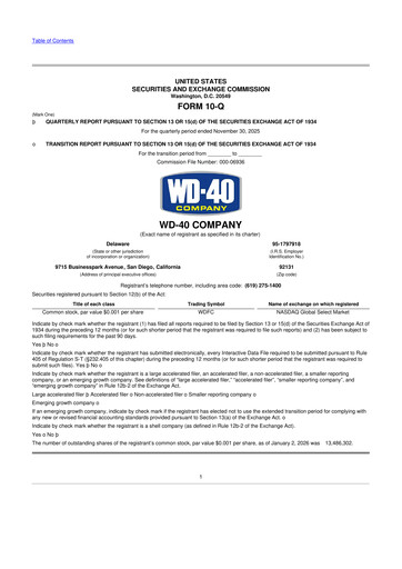 Thumbnail WD-40 Company
 10-Q Quarterly Report FY2026 