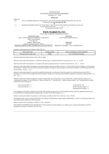 Thumbnail Weis Markets
 10-K Annual Report 2019