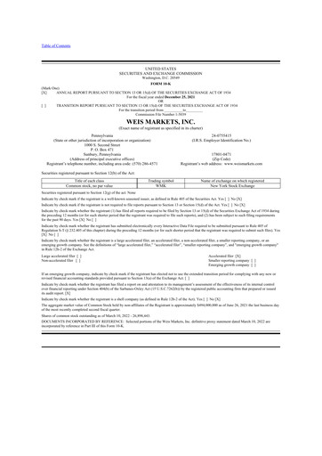 Thumbnail Weis Markets
 10-K Annual Report 2021