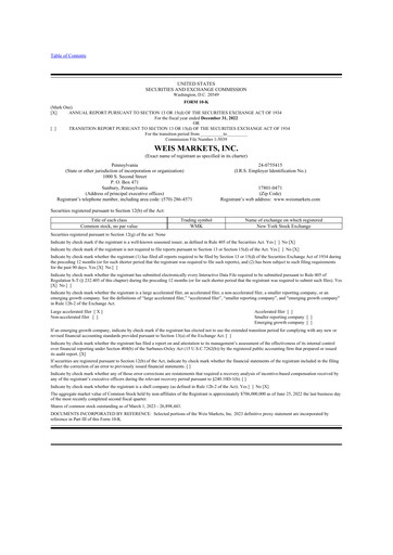 Thumbnail Weis Markets
 10-K Annual Report 2022