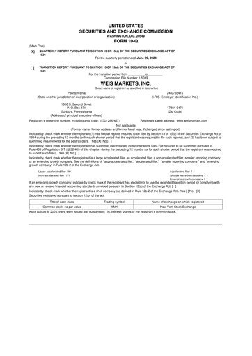Thumbnail Weis Markets
 10-Q Quarterly Report FY2024 