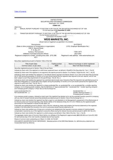 Thumbnail Weis Markets
 10-K Annual Report 2025