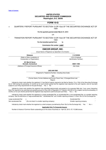 Miniature Emcor 10-Q Rapport trimestriel 2013 