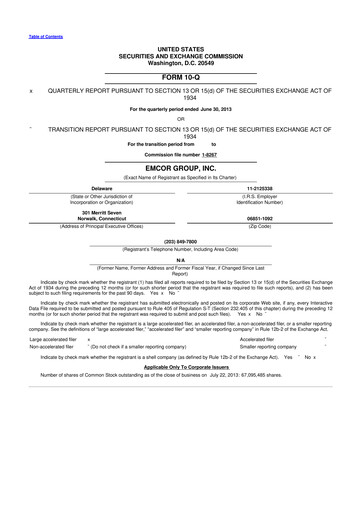 Miniature Emcor 10-Q Rapport trimestriel 2013 