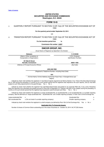 Miniature Emcor 10-Q Rapport trimestriel 2014 