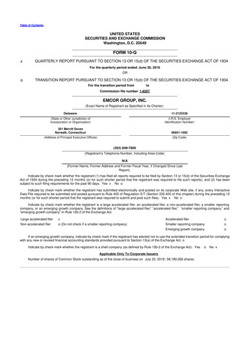Miniature Emcor 10-Q Rapport trimestriel 2018 