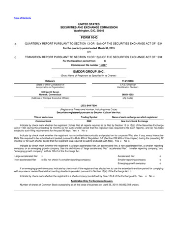 Miniature Emcor 10-Q Rapport trimestriel 2019 