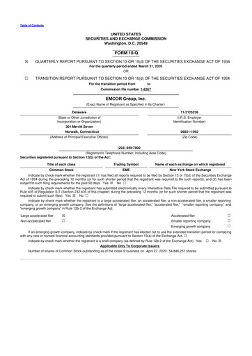 Miniature Emcor 10-Q Rapport trimestriel 2019 