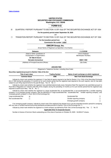 Miniature Emcor 10-Q Rapport trimestriel 2020 