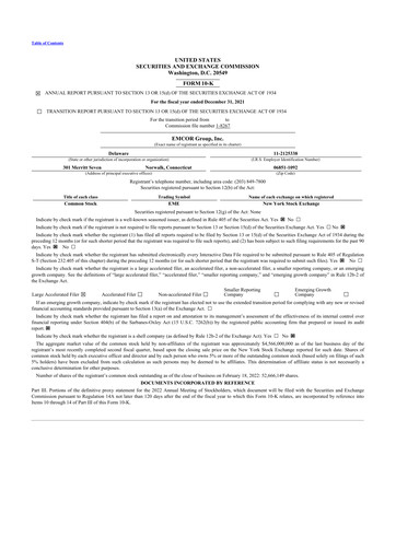 Thumbnail Emcor 10-K Annual Report 2021