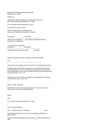 Thumbnail West Pharmaceutical Services 10-Q Quarterly Report FY 