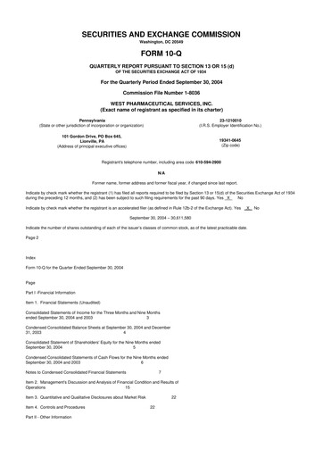Thumbnail West Pharmaceutical Services 10-Q Quarterly Report FY 