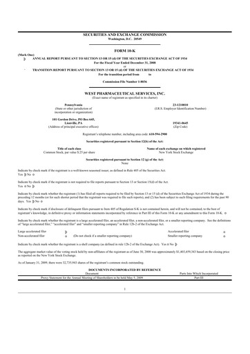 Thumbnail West Pharmaceutical Services 10-K Annual Report 