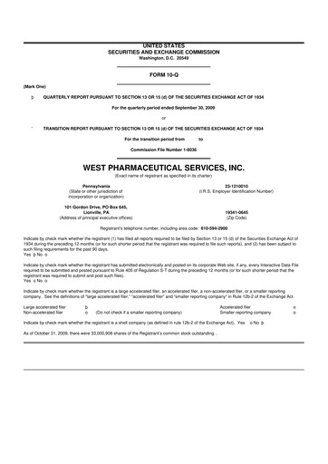 Thumbnail West Pharmaceutical Services 10-Q Quarterly Report FY 