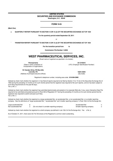 Thumbnail West Pharmaceutical Services 10-Q Quarterly Report FY2011 