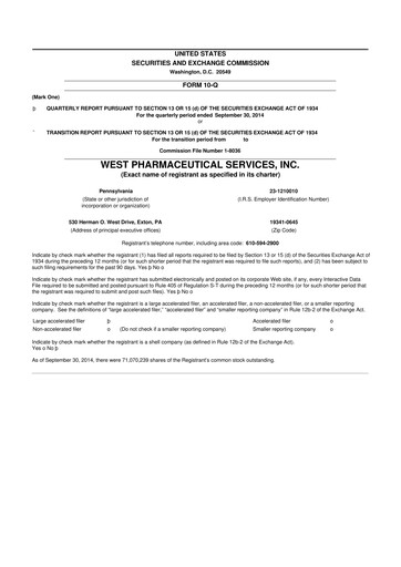 Thumbnail West Pharmaceutical Services 10-Q Quarterly Report FY2014 